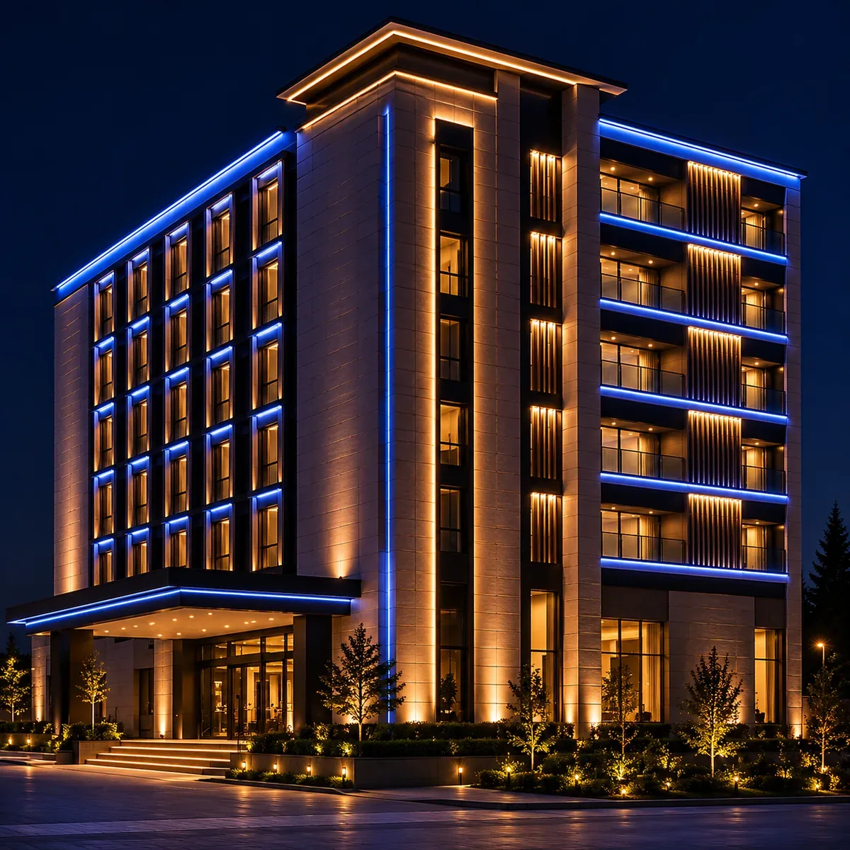 Otel cephe aydınlatma projesi