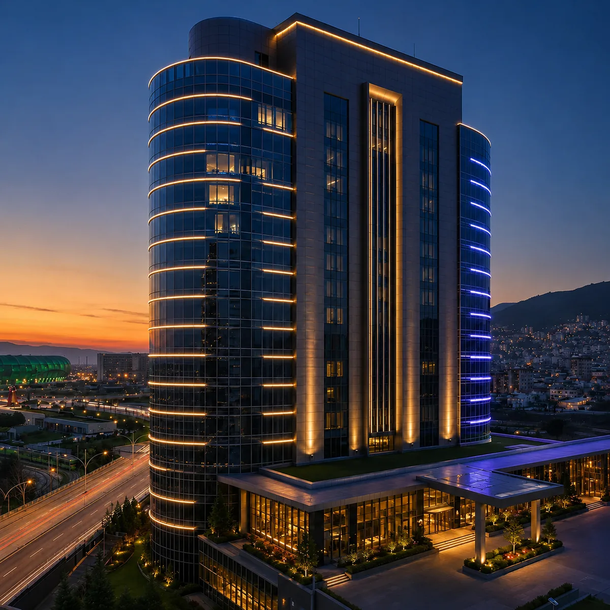 Otel kompleksi cephe aydınlatma projesi