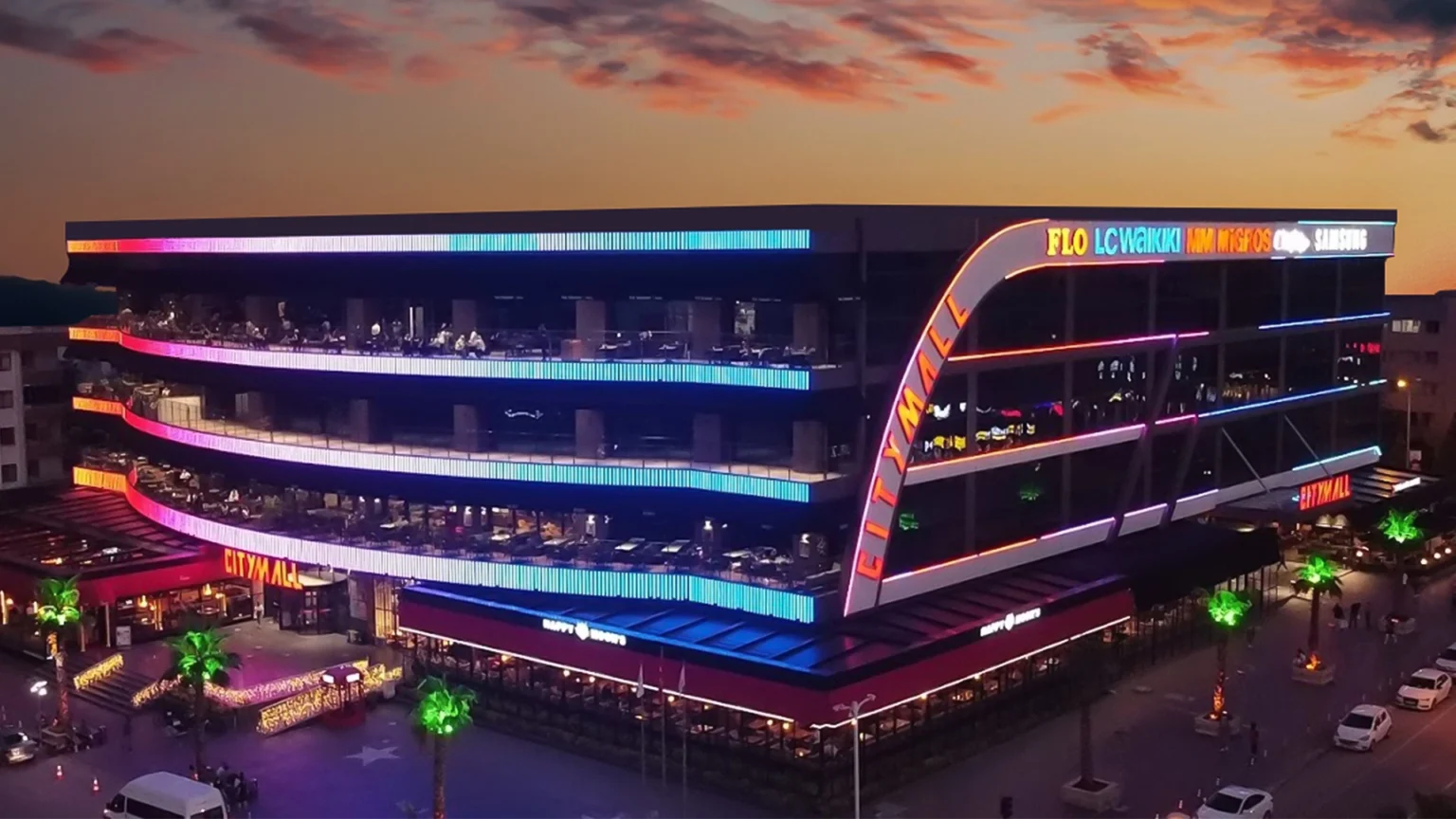 Samsun City Mall AVM medya cephe LED aydınlatma uygulaması