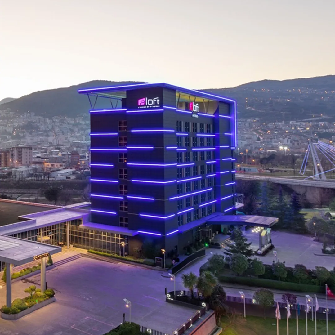 Sheraton & Aloft Bursa otel mimari cephe aydınlatması
