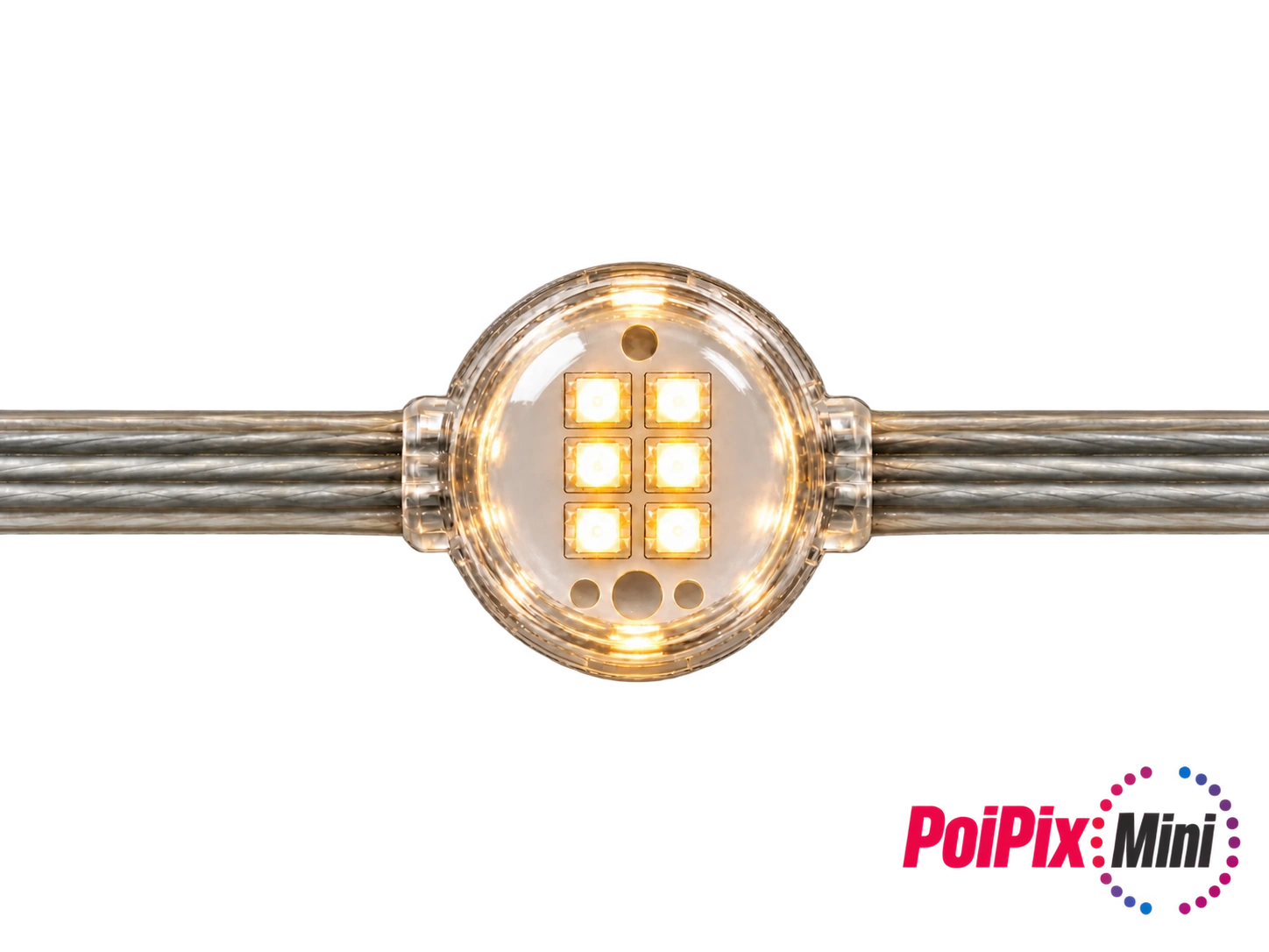 Poipix Mini LED piksel, şeffaf kablolu, ön görünüm